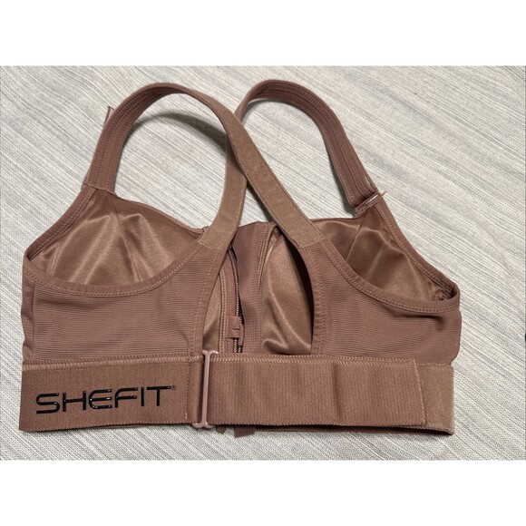 SHEFIT Sports Bra High Impact Ultimate Size M Rose Taupe Front Zip EUC - Picture 6 of 6
